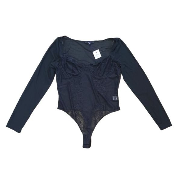 🖤 Black Lace Mesh Bodysuit | Size Medium - Picture 4 of 10